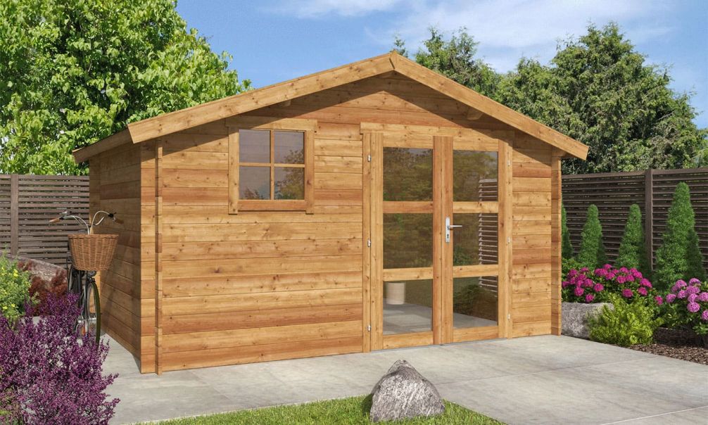 Gartenhaus Balistra 9 | KDI | Satteldach | Wandstärke 34mm | 390x240cm