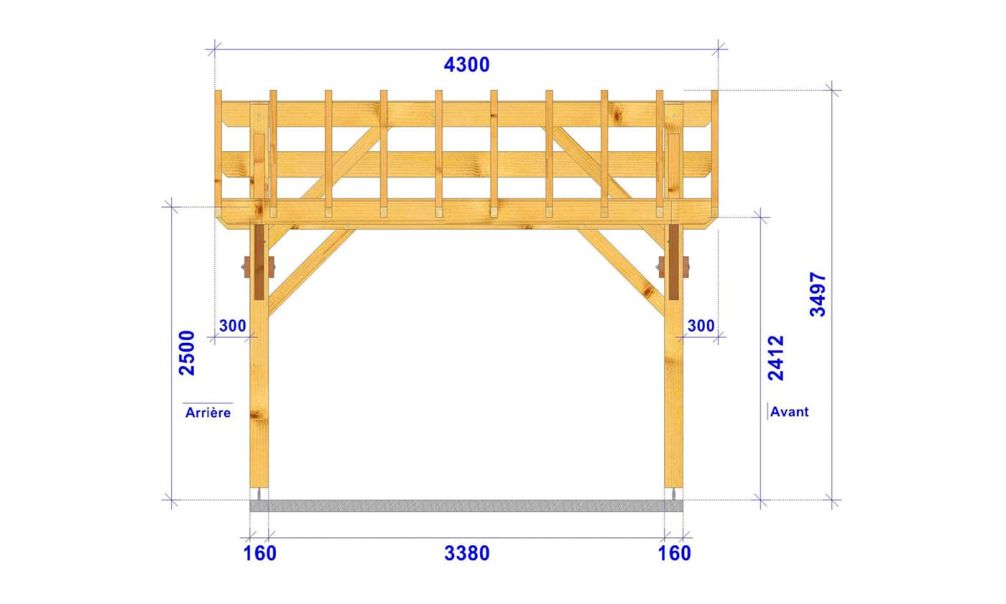 Einzelcarport PARDINE | Satteldach | aus Douglasienholz | 430x534cm
