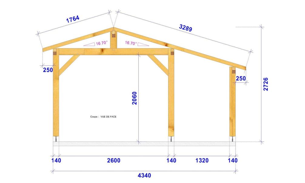 Einzelcarport ORCET | Satteldach | aus Douglasienholz | 300x484cm