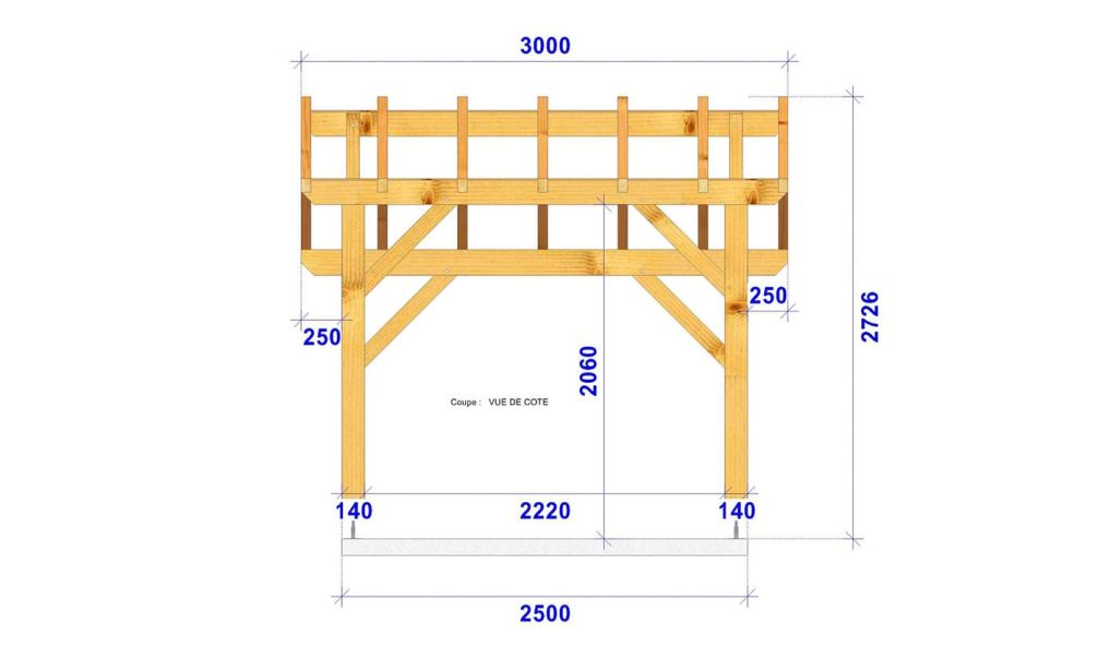 Einzelcarport ORCET | Satteldach | aus Douglasienholz | 300x484cm