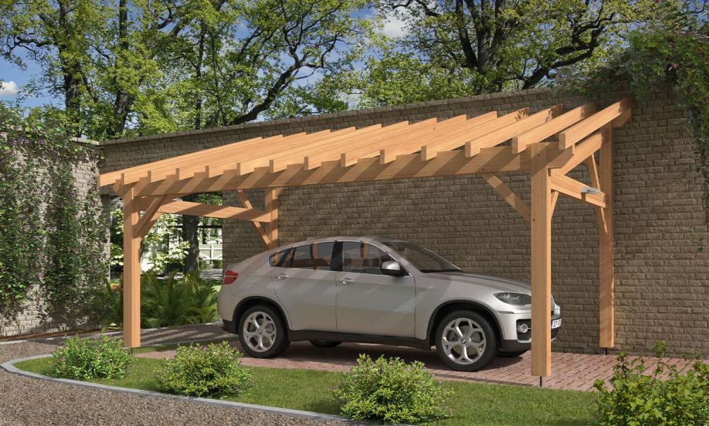Einzelcarport LEWISIA | Pultdach | aus Douglasienholz | 375x650cm