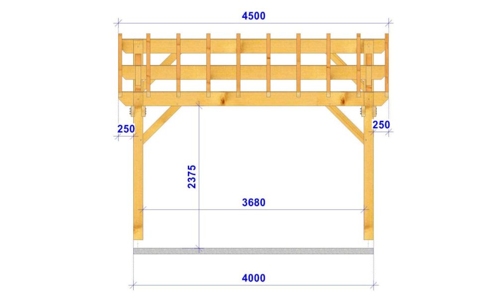 Einzelcarport Freesia | Satteldach | aus Douglasienholz | 450x650cm