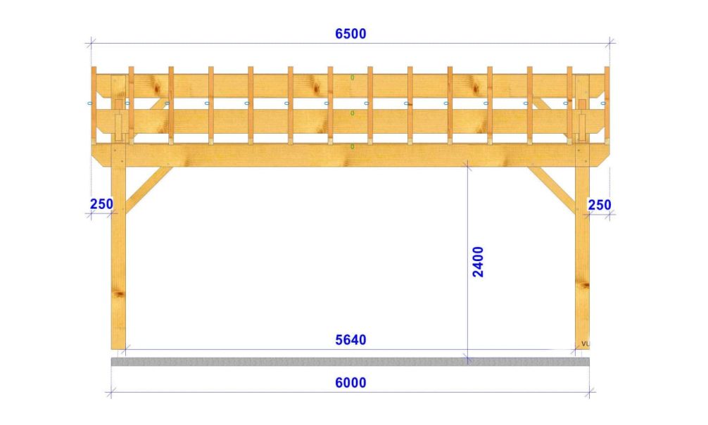 Doppelcarport LANTANA | Satteldach | aus Douglasienholz | 650x650cm