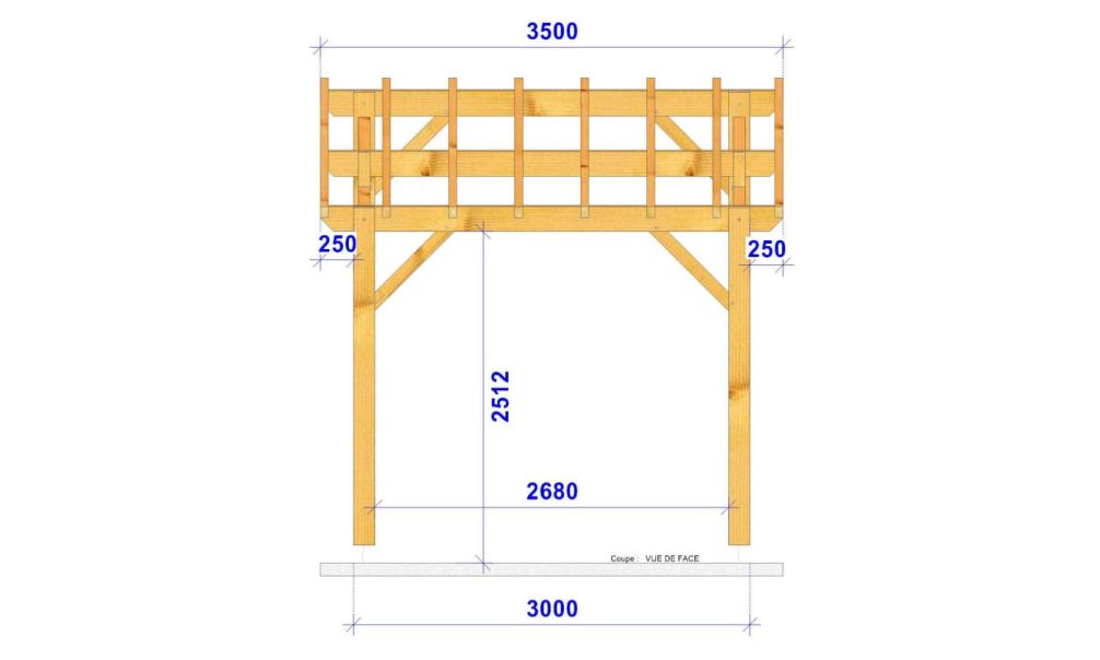 Einzelcarport DECUMARIA | Satteldach | aus Douglasienholz | 350x650cm