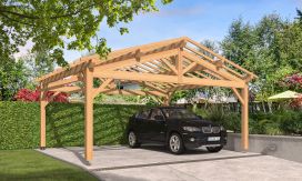 Doppelcarport GARDENIA | Satteldach | aus Douglasienholz | 650x550cm