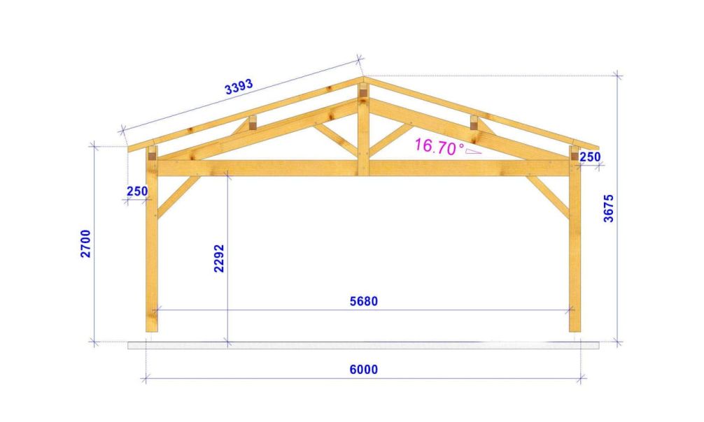 Doppelcarport GARDENIA | Satteldach | aus Douglasienholz | 650x550cm