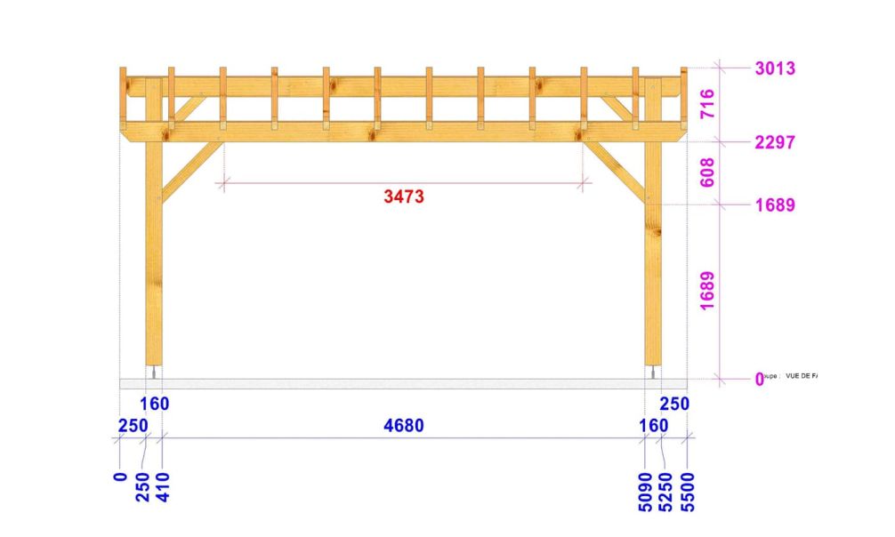 Einzelcarport ANETH | Satteldach | aus Douglasienholz | 350x550cm