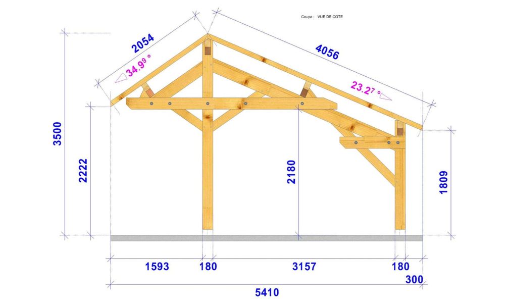 Carport für 3 Autos PIONSAT | Satteldach | aus Douglasienholz | 948x541cm