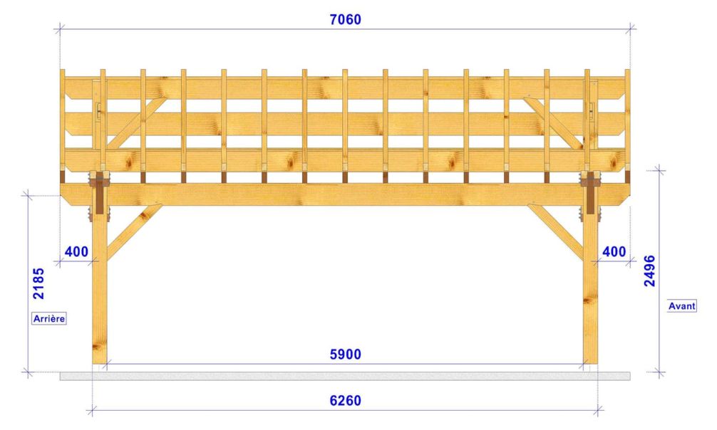 Doppelcarport RAVEL | Satteldach | aus Douglasienholz | 706x550cm