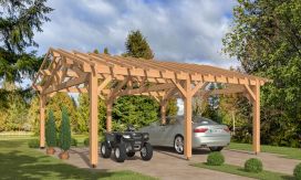 Doppelcarport STRELIZIA | Satteldach | aus Douglasienholz | 660x660cm