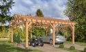 Doppelcarport STRELIZIA | Satteldach | aus Douglasienholz | 660x660cm