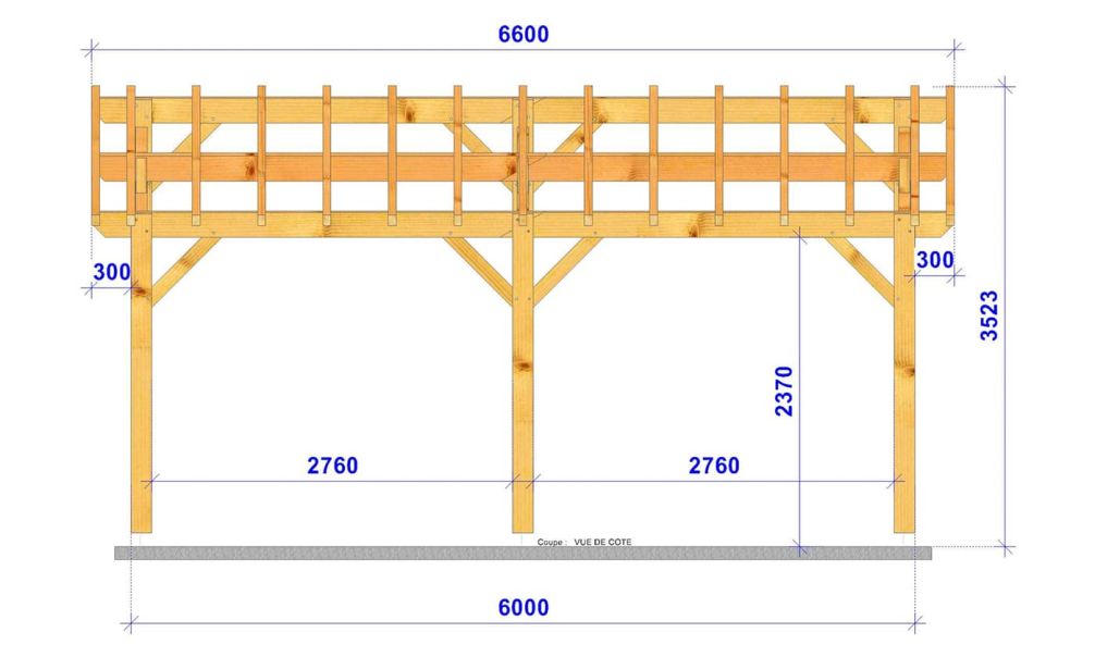 Doppelcarport STRELIZIA | Satteldach | aus Douglasienholz | 660x660cm