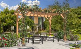 Freistehende Pergola AMARYLLIS | Flachdach | Douglasienholz | 390x290cm