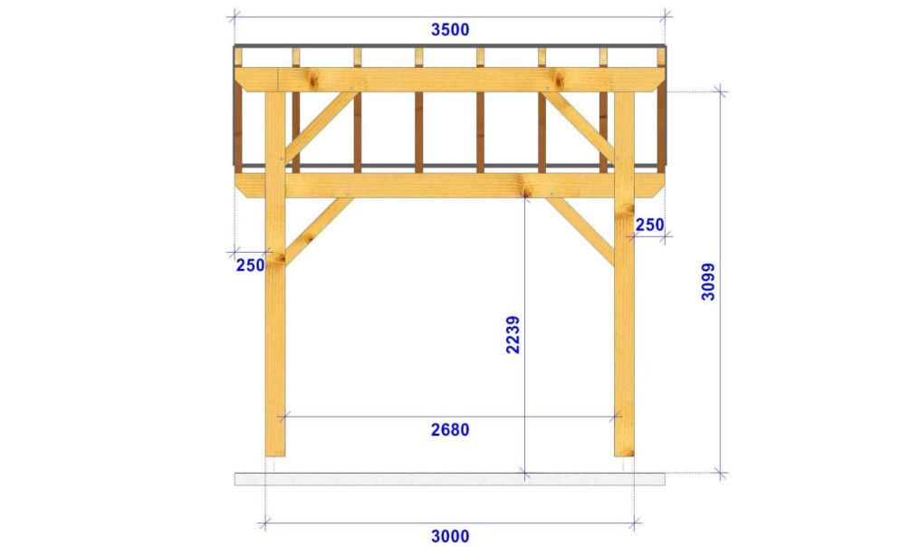 Freistehende Pergola AMSONIA | Pultdach | Douglasienholz | 350x325cm