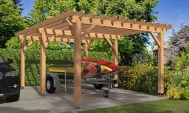 Freistehende Pergola ANGELIA | Flachdach | Douglasienholz | 390x540cm