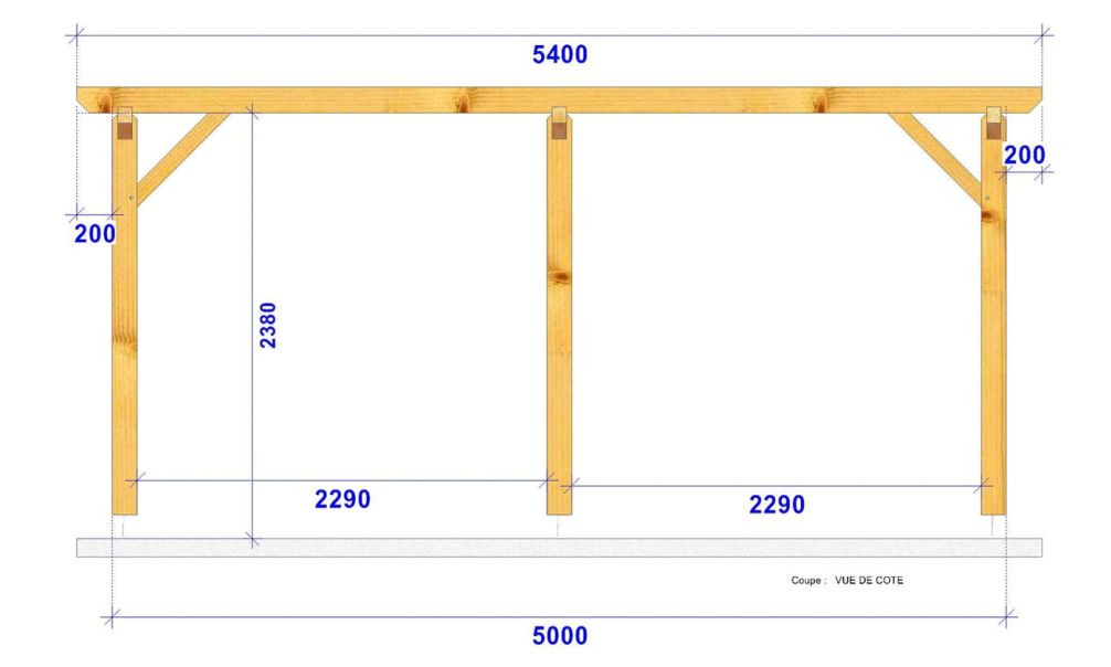 Freistehende Pergola ANGELIA | Flachdach | Douglasienholz | 390x540cm
