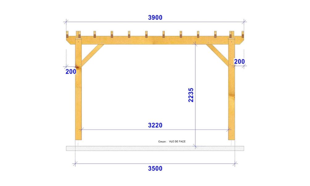 Freistehende Pergola ANGELIA | Flachdach | Douglasienholz | 390x540cm