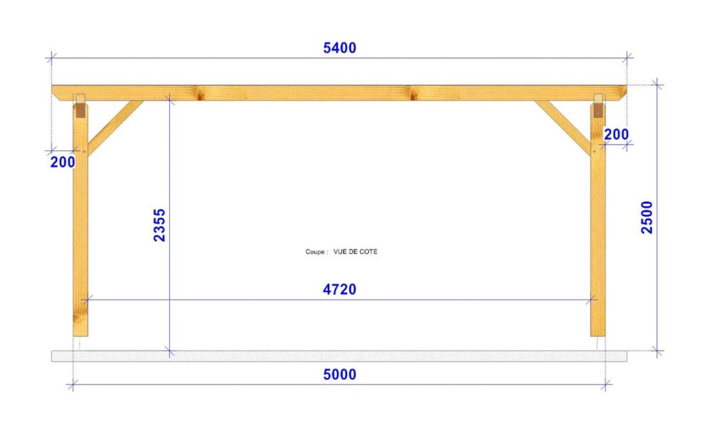 Freistehende Pergola ARMELIA | Flachdach | Douglasienholz | 640x540cm