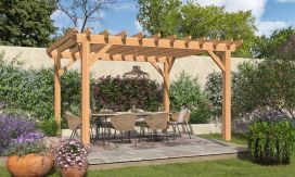 Freistehende Pergola CELOSIA | Flachdach | Douglasienholz | 390x390cm