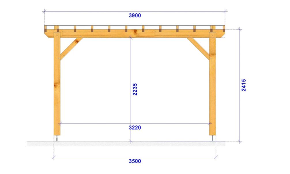 Freistehende Pergola CELOSIA | Flachdach | Douglasienholz | 390x390cm