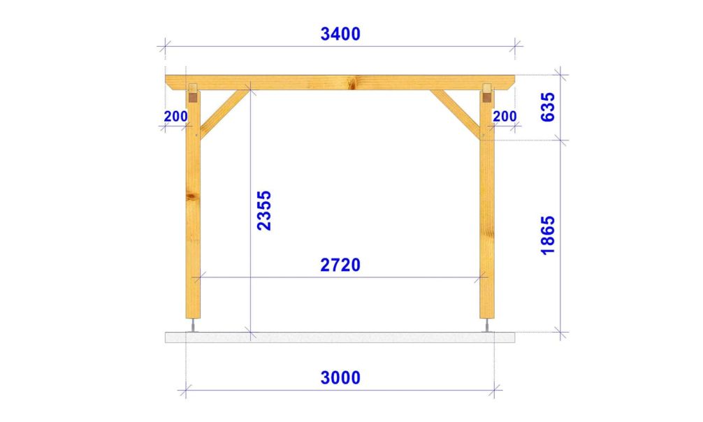 Freistehende Pergola PHYSALIS | Flachdach | Douglasienholz | 340x440cm