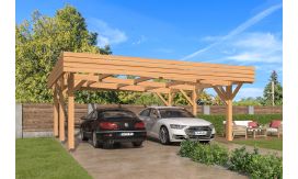 Doppelcarport Ibéris | Flachdach | aus Douglasienholz | 650x618cm