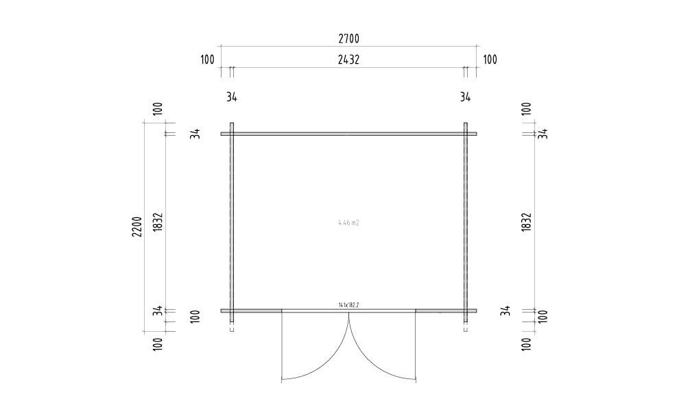 Gartenhaus BALISTRA 5 | KDI | Satteldach | Wandstärke 34mm | 250x190cm