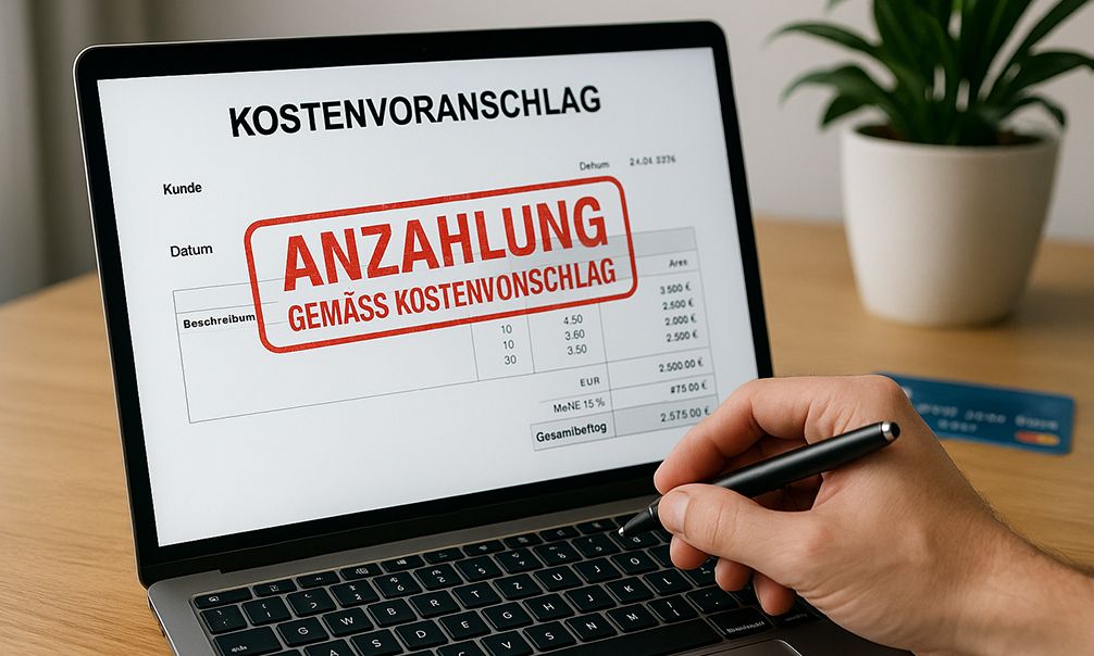 Anzahlung gemäß Kostenvoranschlag