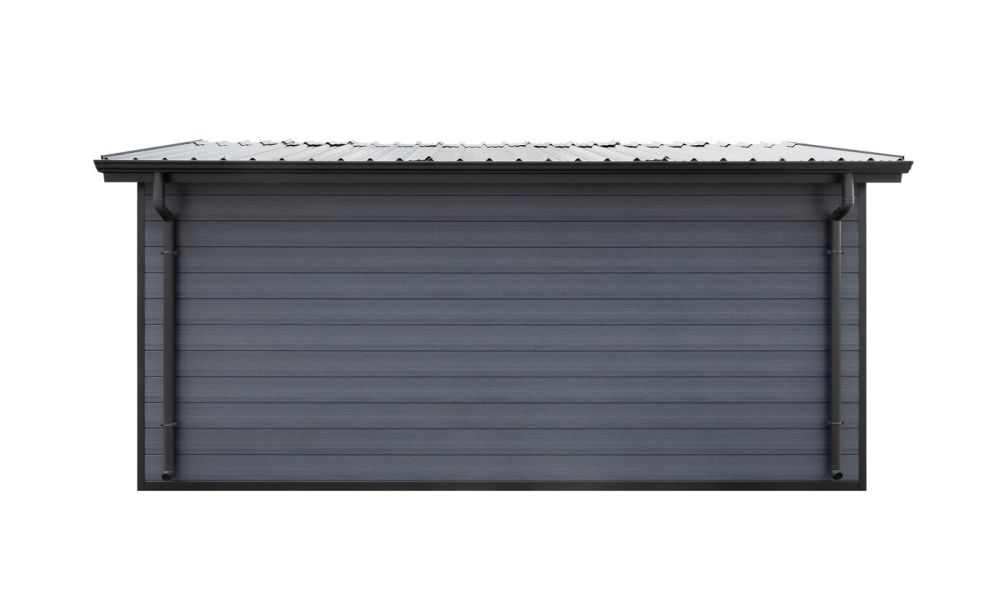 WPC Garage SALLANCHES mit elektrischem Sektionaltor – Wendbare WPC-Dielen in Teak/Anthrazit – 19 m² Innenfläche