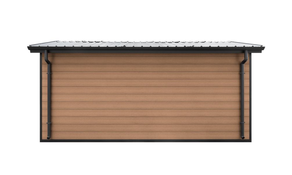WPC Garage SALLANCHES mit elektrischem Sektionaltor – Wendbare WPC-Dielen in Teak/Anthrazit – 19 m² Innenfläche