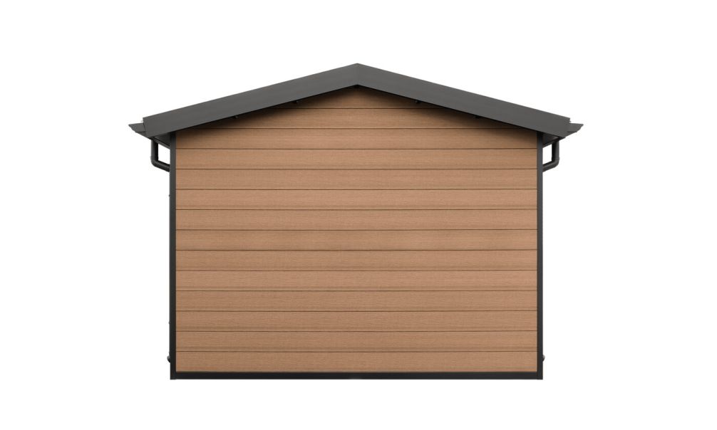 WPC Garage SALLANCHES mit elektrischem Sektionaltor – Wendbare WPC-Dielen in Teak/Anthrazit – 19 m² Innenfläche
