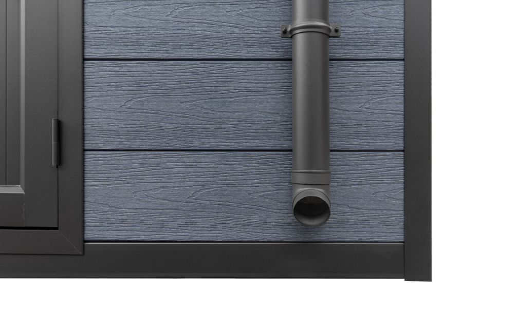 WPC Garage SALLANCHES mit elektrischem Sektionaltor – Wendbare WPC-Dielen in Teak/Anthrazit – 19 m² Innenfläche