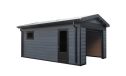 WPC Garage SALLANCHES mit elektrischem Sektionaltor – Wendbare WPC-Dielen in Teak/Anthrazit – 19 m² Innenfläche
