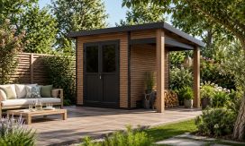 WPC Gartenhaus NOSELLE mit Anbau, 3,50 × 2,60 m, 4,70 m² Innenfläche