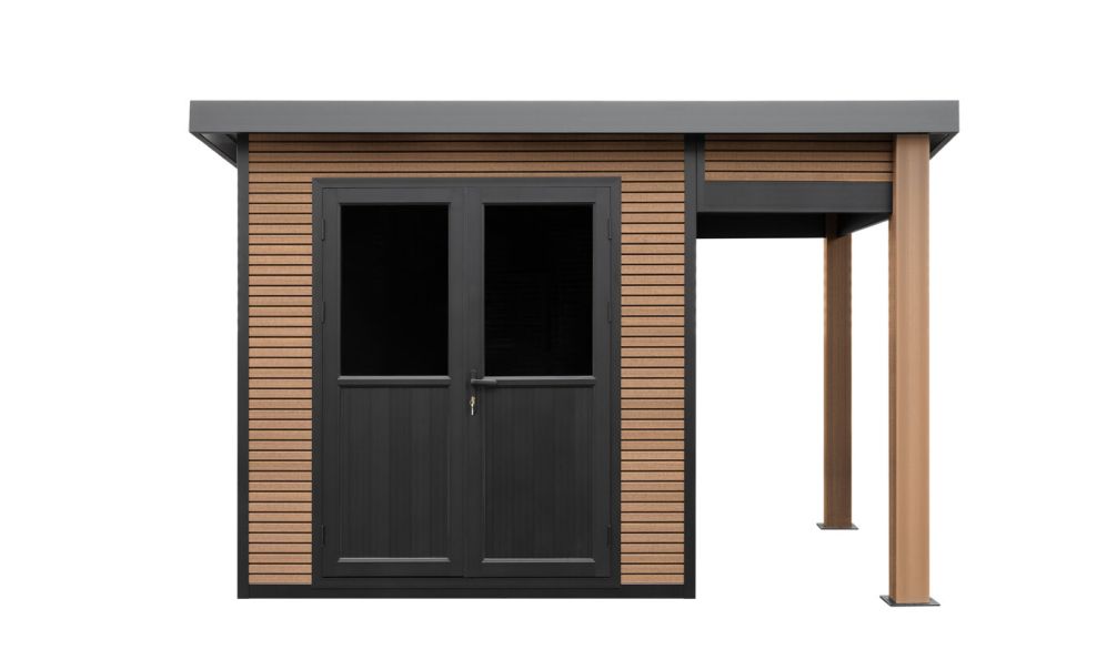 WPC Gartenhaus NOSELLE mit Anbau, 3,50 × 2,60 m, 4,70 m² Innenfläche