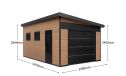 WPC Garage OCEANIE mit elektrischem Sektionaltor – Wendbare WPC-Dielen in Teak/Anthrazit – 19 m² Innenfläche
