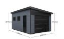 WPC Garage OCEANIE mit elektrischem Sektionaltor – Wendbare WPC-Dielen in Teak/Anthrazit – 19 m² Innenfläche