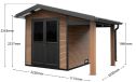 WPC Gartenhaus DOUBS mit Anbau, 4.00 x2.84m, 4,70 m² Innenfläche