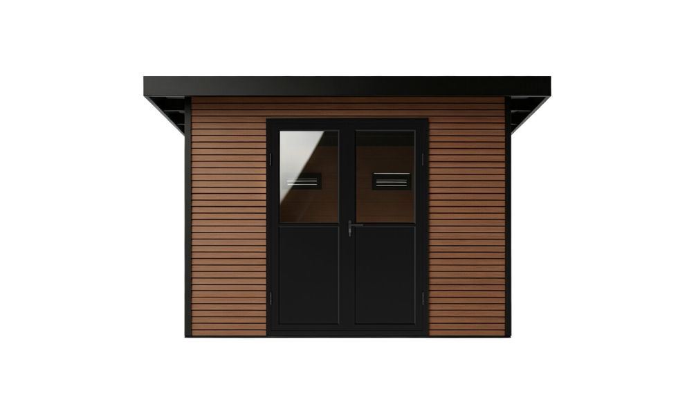 WPC-Gartenhaus AUGSBOURG | Pultdach | Wandstärke 28mm | Teakholz | 302.9X287.9cm