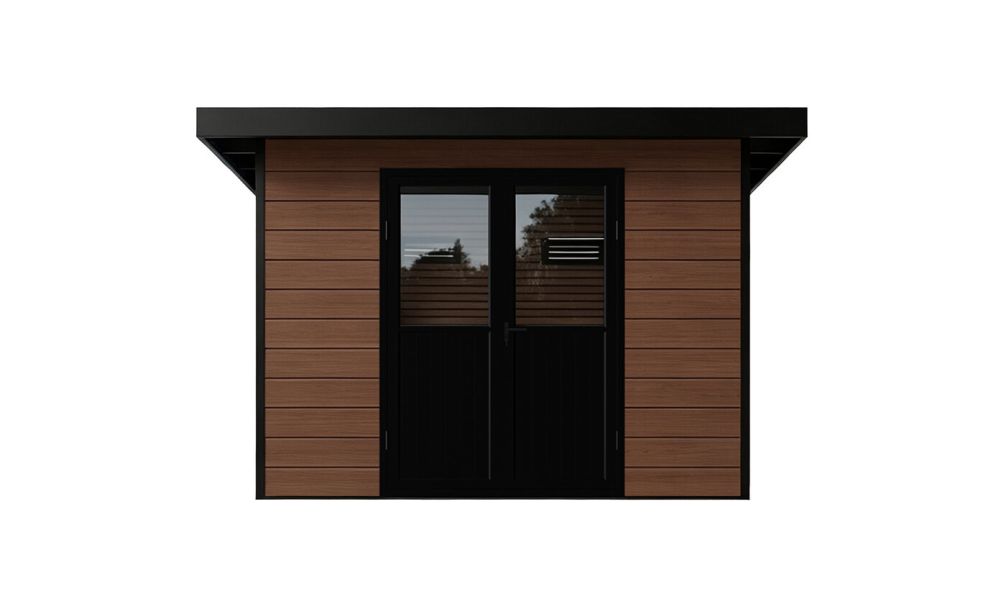 WPC-Gartenhaus AUGSBOURG | Pultdach | Wandstärke 28mm | Teakholz | 302.9X287.9cm