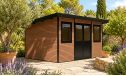 WPC-Gartenhaus MUNSTER | Pultdach | Wandstärke 28mm | Teak | 11m2 Innenfläche