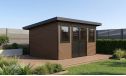 WPC-Gartenhaus MUNSTER | Pultdach | Wandstärke 28mm | Teak | 11m2 Innenfläche