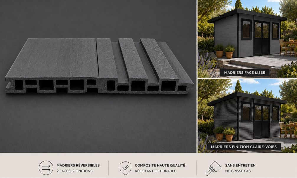 WPC-Gartenhaus MUNSTER | Pultdach | Wandstärke 28mm | Anthrazit | 11m2 Innenfläche