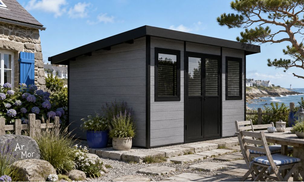 WPC-Gartenhaus MUNSTER | Pultdach | Wandstärke 28mm | Anthrazit | 11m2 Innenfläche