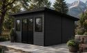 WPC-Gartenhaus DUSSELDORF | Pultdach | Wandstärke 28mm | Anthrazit | 14m2 Innenfläche