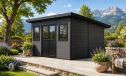 WPC-Gartenhaus DUSSELDORF | Pultdach | Wandstärke 28mm | Anthrazit | 14m2 Innenfläche
