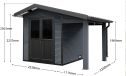 WPC Gartenhaus STUTTGART mit Anbau, 4.00 x2.84m, 4,70 m² Innenfläche