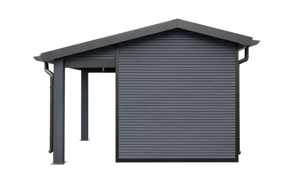 WPC Gartenhaus STUTTGART mit Anbau, 4.00 x2.84m, 4,70 m² Innenfläche