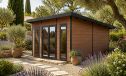 WPC-Gartenhaus Dortmund | Teakholz | Pultdach | Wandstärke 28mm | 387x387cm