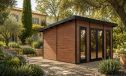 WPC-Gartenhaus Dortmund | Teakholz | Pultdach | Wandstärke 28mm | 387x387cm